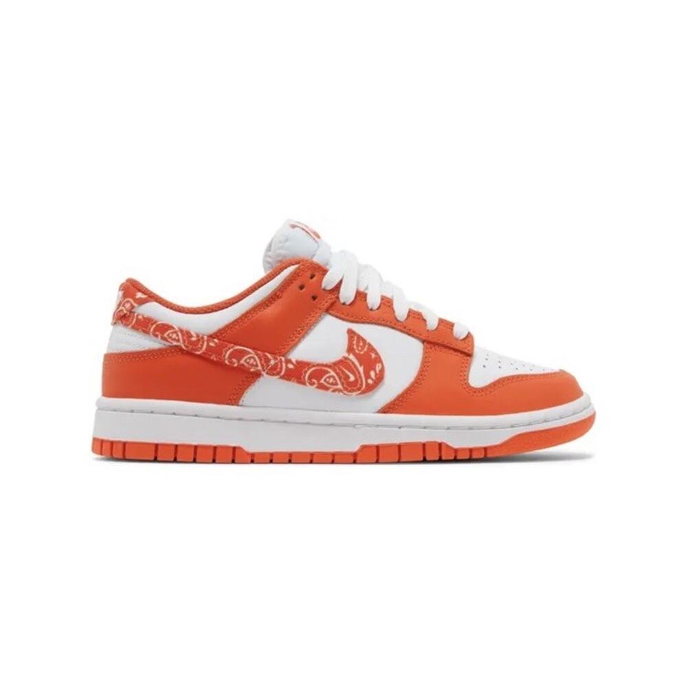 Nike Dunk Low White and Orange Paisley Swoosh